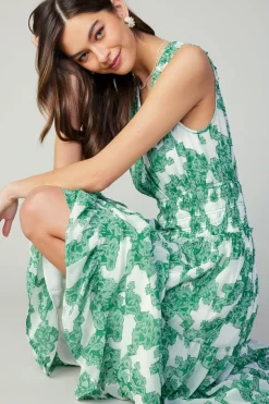 Midi Dresses-Current Air Abstract Motif Maxi Dress DEEPMINT