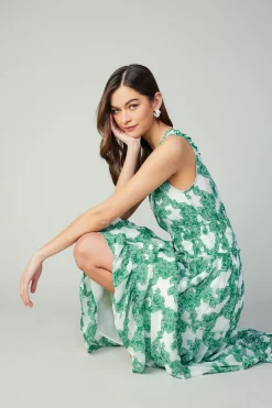 Midi Dresses-Current Air Abstract Motif Maxi Dress DEEPMINT