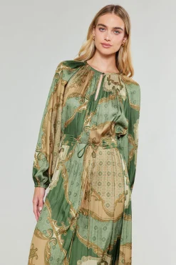 Midi Dresses-Current Air Adelaide Midi Dress OLIVEMLT