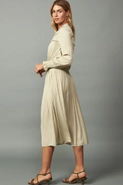 Midi Dresses-Current Air Aida Smocked Midi Dress TAUPE