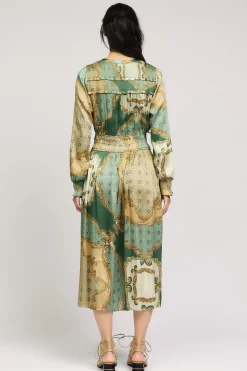 Midi Dresses-Current Air Aida Smocked Midi Dress OLIVEMLT