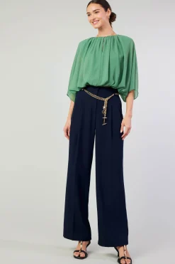 Long Sleeve Tops-Current Air Alessia Dolman Sleeved Blouse LEAFGREEN