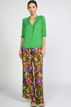 Short Sleeve Tops|Long Sleeve Tops-Current Air Angelica Pleated Blouse SPRINGGREEN