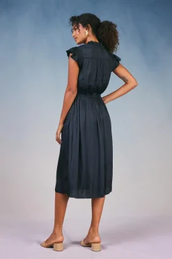 Midi Dresses-Current Air Audrey Midi Dress BLACK