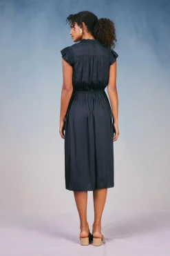 Midi Dresses-Current Air Audrey Midi Dress BLACK