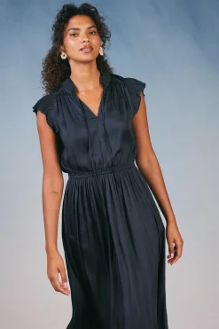 Midi Dresses-Current Air Audrey Midi Dress BLACK