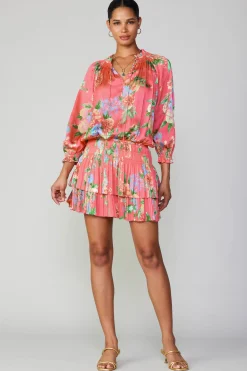 Mini Dresses-Current Air Aurelie Floral Mini Dress BRINKPINK