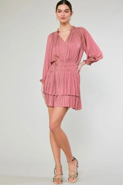 Mini Dresses-Current Air Aurelie Pleated Mini Dress ROSE