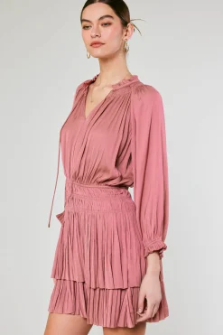 Mini Dresses-Current Air Aurelie Pleated Mini Dress ROSE