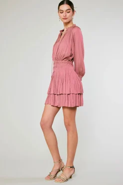 Mini Dresses-Current Air Aurelie Pleated Mini Dress ROSE