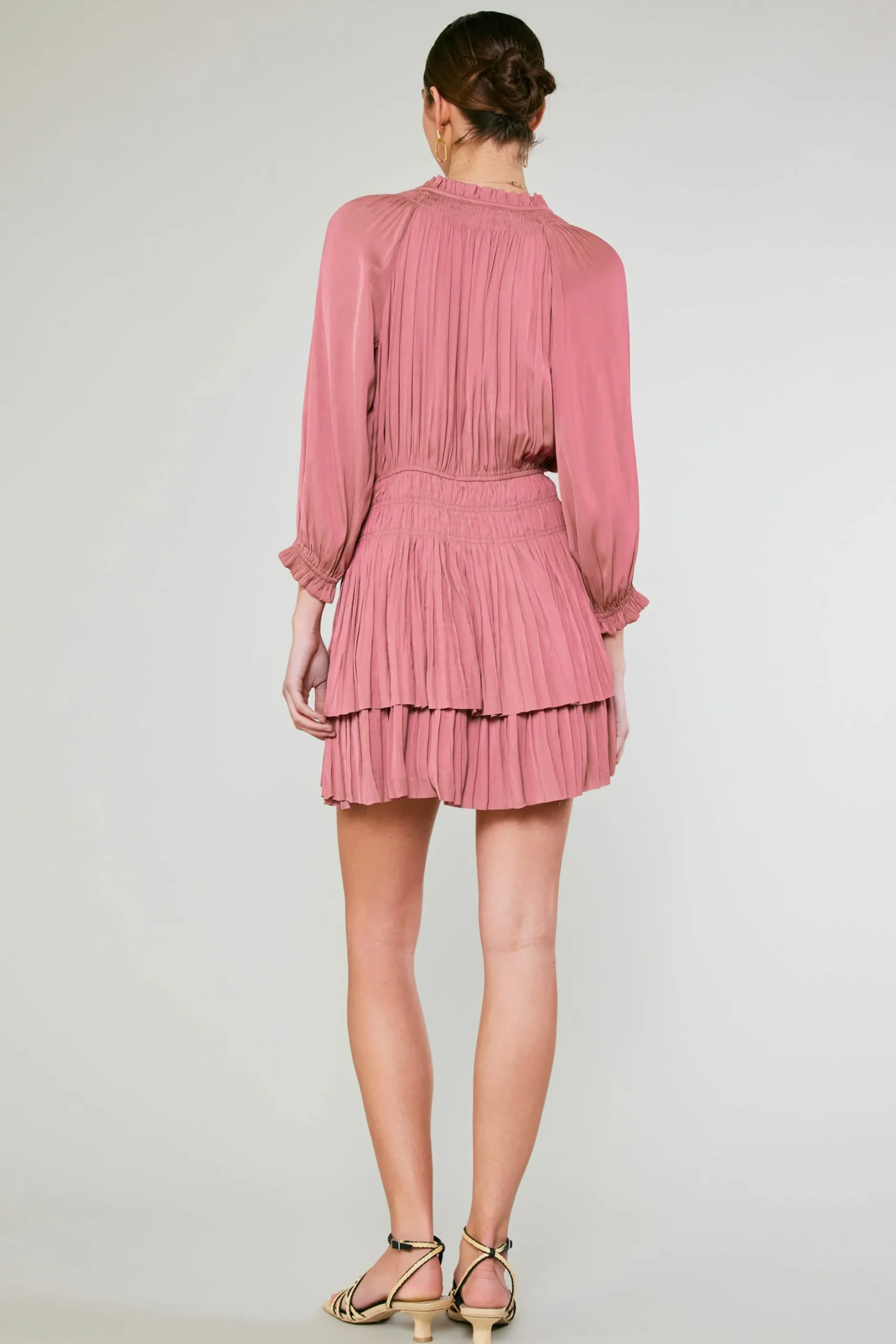 Mini Dresses-Current Air Aurelie Pleated Mini Dress ROSE