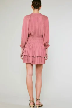 Mini Dresses-Current Air Aurelie Pleated Mini Dress ROSE