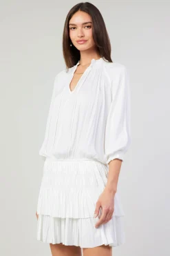 Mini Dresses-Current Air Aurelie Pleated Mini Dress WHITE