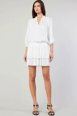 Mini Dresses-Current Air Aurelie Pleated Mini Dress WHITE