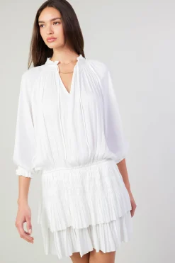 Mini Dresses-Current Air Aurelie Pleated Mini Dress WHITE