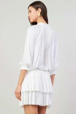 Mini Dresses-Current Air Aurelie Pleated Mini Dress WHITE