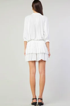 Mini Dresses-Current Air Aurelie Pleated Mini Dress WHITE