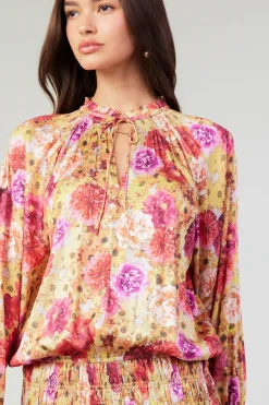 Mini Dresses-Current Air Aurelie Rose Mini Dress YELLOWREDMLT