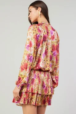 Mini Dresses-Current Air Aurelie Rose Mini Dress YELLOWREDMLT