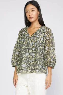 Short Sleeve Tops|Long Sleeve Tops-Current Air Baroque Floral Raglan Blouse BLACKFLORAL