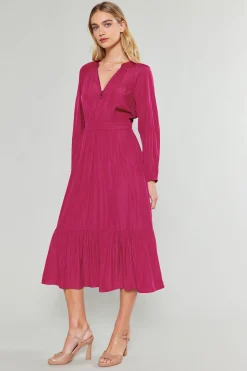 Midi Dresses-Current Air Belle Midi Dress DEEPFUCHSIA