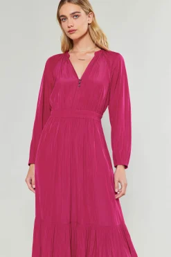 Midi Dresses-Current Air Belle Midi Dress DEEPFUCHSIA