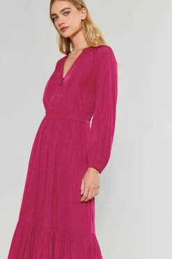 Midi Dresses-Current Air Belle Midi Dress DEEPFUCHSIA