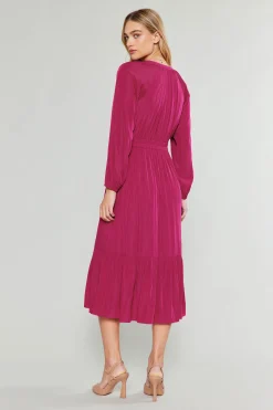 Midi Dresses-Current Air Belle Midi Dress DEEPFUCHSIA