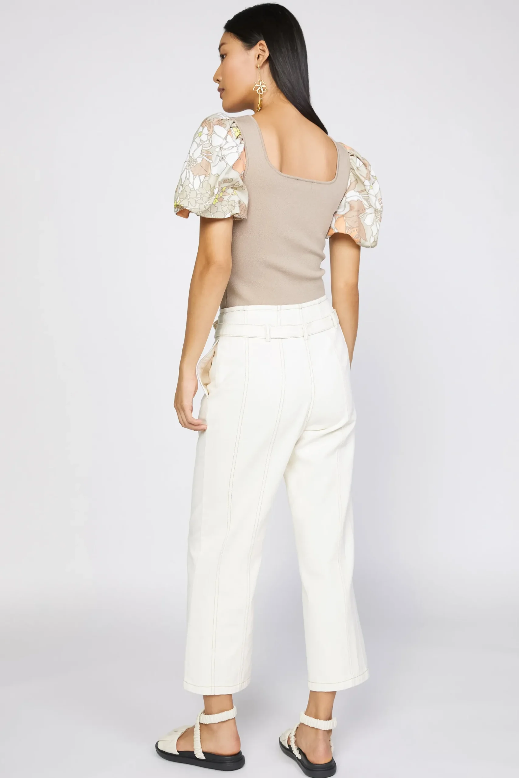 Pants-Current Air Belted Straight Leg Pant NATURAL