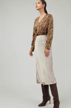 Skirts-Current Air Bias Midi Skirt LATTE