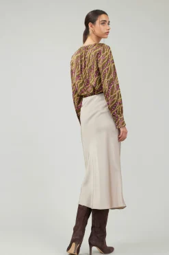 Skirts-Current Air Bias Midi Skirt LATTE