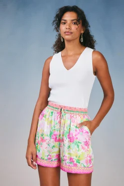 Shorts-Current Air Botanical Watercolor Shorts PINKMLTFLORAL