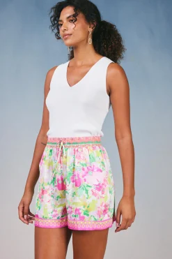 Shorts-Current Air Botanical Watercolor Shorts PINKMLTFLORAL