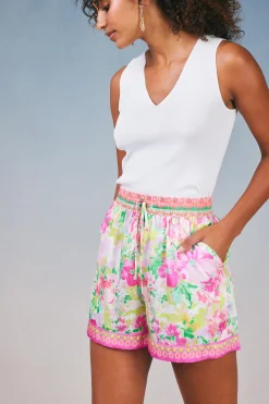 Shorts-Current Air Botanical Watercolor Shorts PINKMLTFLORAL
