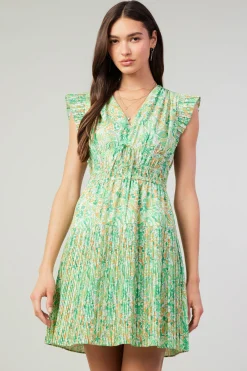 Mini Dresses-Current Air Briene Pleated Mini Dress GREENMLT