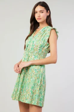 Mini Dresses-Current Air Briene Pleated Mini Dress GREENMLT