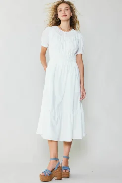 Midi Dresses-Current Air Brooklyn Poplin Midi Dress WHITE