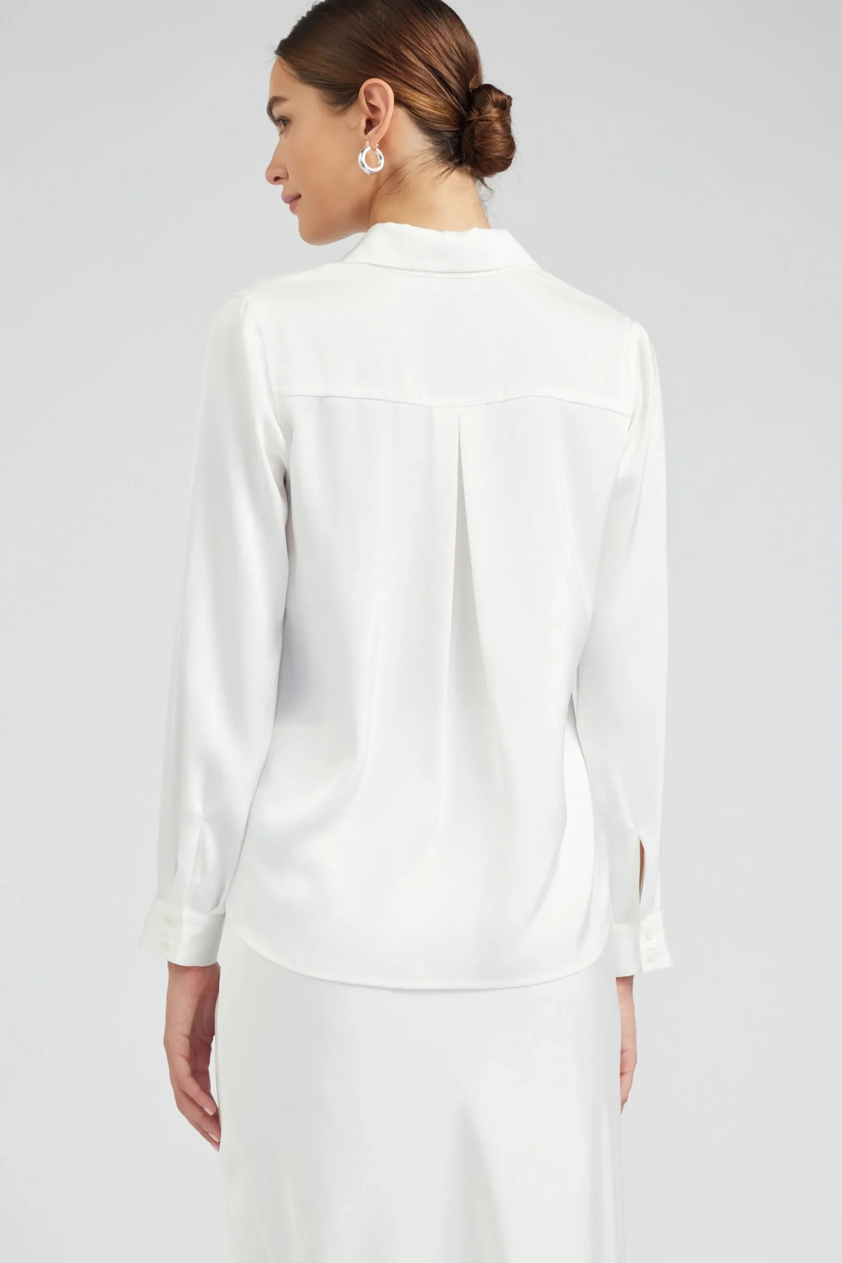 Long Sleeve Tops-Current Air Buttonup Collared Shirt OFFWHITE