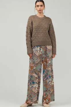 Knitwear|Sweaters-Current Air Cable Knit Sweater COCOA