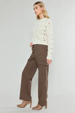 Knitwear|Sweaters-Current Air Cable Knit Sweater IVORY