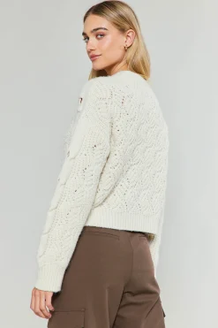Knitwear|Sweaters-Current Air Cable Knit Sweater IVORY