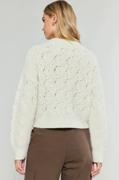 Knitwear|Sweaters-Current Air Cable Knit Sweater IVORY