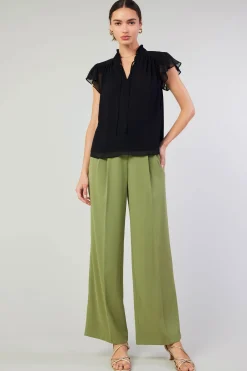 Short Sleeve Tops-Current Air Cap Sleeve Blouse BLACK