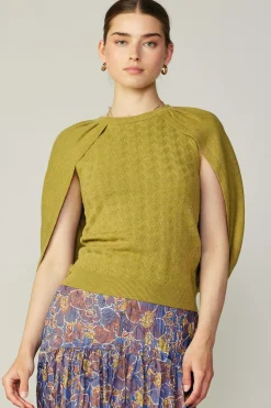 Sweaters-Current Air Cape Layered Sweater Top OLIVEMUSTARD