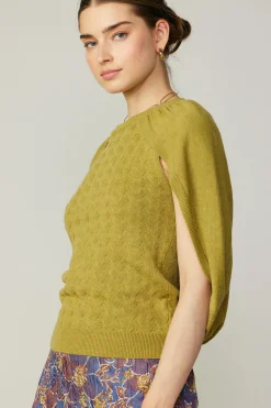 Sweaters-Current Air Cape Layered Sweater Top OLIVEMUSTARD