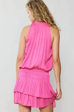 Mini Dresses-Current Air Cara Pleated Mini Dress AZALEA