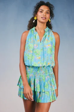 Mini Dresses-Current Air Cara Pleated Mini Dress BLUEMLT