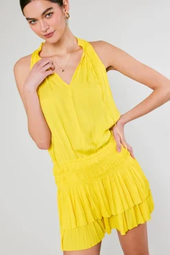 Mini Dresses-Current Air Cara Pleated Mini Dress SUNNYYELLOW