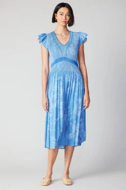 Midi Dresses-Current Air Carolina Pleated Skirt Midi Dress LIGHTBLUE