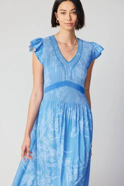 Midi Dresses-Current Air Carolina Pleated Skirt Midi Dress LIGHTBLUE